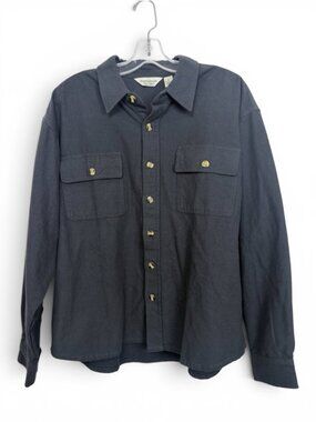 Kennington Ltd Single Needle Cotton Flannel Shirt Jacket Size Large Grey